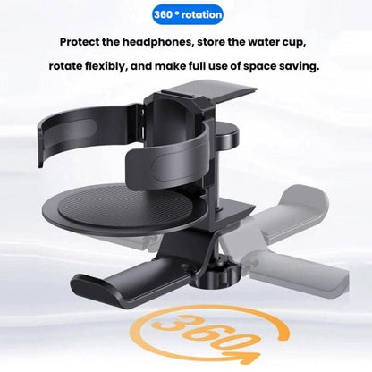 Rotating Cup Holder Headphone Holder Internet Cafe Monitor Headphone Hanger( Black) - Headset Stand by buy2fix | Online Shopping UK | buy2fix