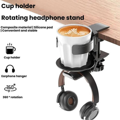 Rotating Cup Holder Headphone Holder Internet Cafe Monitor Headphone Hanger(Moonlight Silver) - Headset Stand by buy2fix | Online Shopping UK | buy2fix