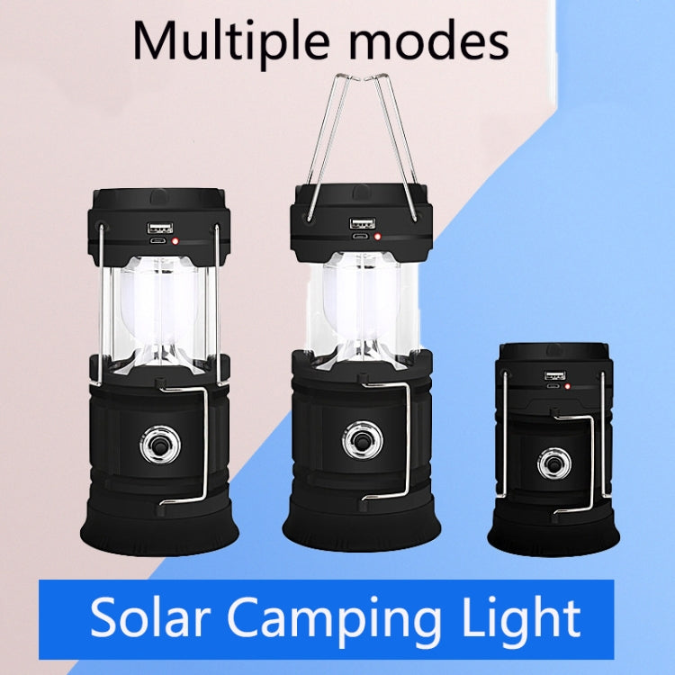 5803 Solar Camping Lamp Outdoor LED Emergency Portable Light Support USB Output(Black) - Camping Lighting by buy2fix | Online Shopping UK | buy2fix