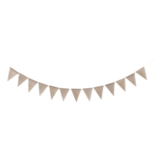 2 PCS Swallowtail Burlap First Birthday Flags Mori Series Party Flags Specification: Burlap Triangle Flag