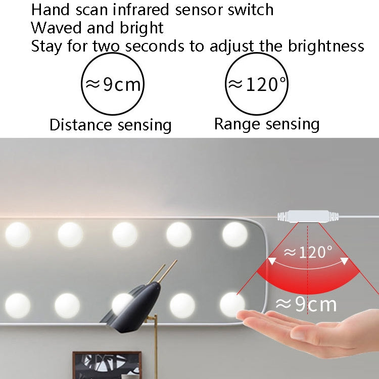 LED Makeup Lamp Mirror Front Beauty Fill Light Hand Sweep Sensation Lamp, Power source: 10 Bulbs - Sensor LED Lights by buy2fix | Online Shopping UK | buy2fix