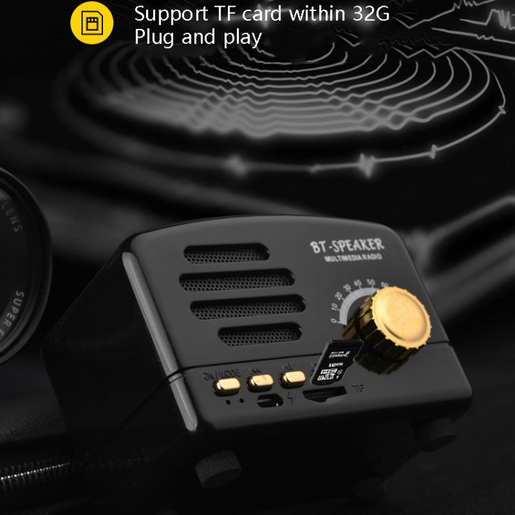 BT01 Retro Bluetooth Wireless Mini Speaker Portable Radio Support TF Card(Black) - Mini Speaker by buy2fix | Online Shopping UK | buy2fix