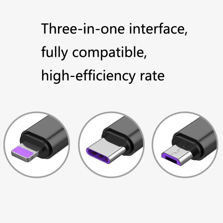 2 PCS ZZ034 USB To 8 Pin + USB-C / Type-C + Micro USB 3 In 1 Fast Charging Cable, Style: Mini-Silver - Multifunction Cable by buy2fix | Online Shopping UK | buy2fix