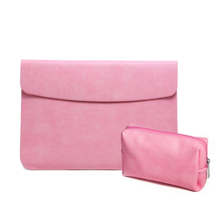 Horizontal Litchi Texture Laptop Bag Liner Bag For MacBook  13.3 Inch A1502 / 1425/1466/1369(Liner Bag+Power Bag Pink) - Protective Bags by buy2fix | Online Shopping UK | buy2fix