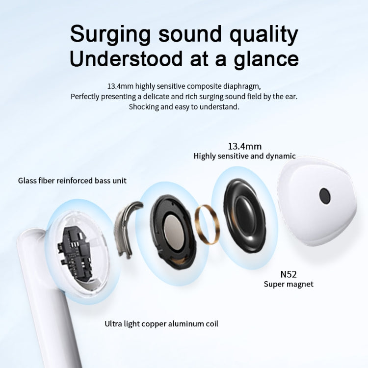 Honor Earbuds X5 Semi-in-ear Smart Call Noise Reduction Wireless Bluetooth Earphones(Glaze White) - Bluetooth Earphone by Huawei | Online Shopping UK | buy2fix