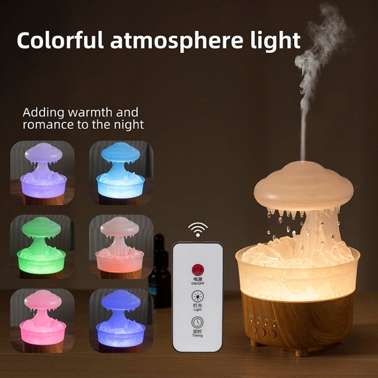 V50 Desktop Colorful Night Light Humidifier Wood Grain Water Drop Aroma Diffuser, Spec: UK Plug(White) - Air Purifiers & Accessories by buy2fix | Online Shopping UK | buy2fix