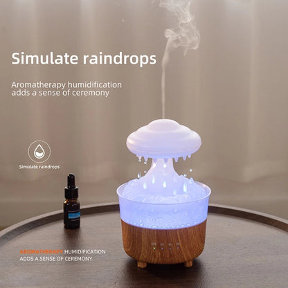 V50 Desktop Colorful Night Light Humidifier Wood Grain Water Drop Aroma Diffuser, Spec: US Plug(White) - Air Purifiers & Accessories by buy2fix | Online Shopping UK | buy2fix