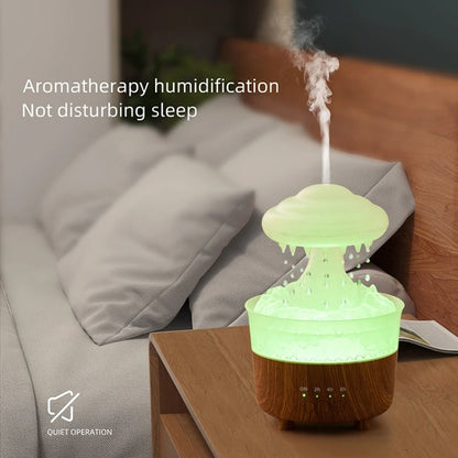 V50 Desktop Colorful Night Light Humidifier Wood Grain Water Drop Aroma Diffuser, Spec: EU Plug(White) - Air Purifiers & Accessories by buy2fix | Online Shopping UK | buy2fix