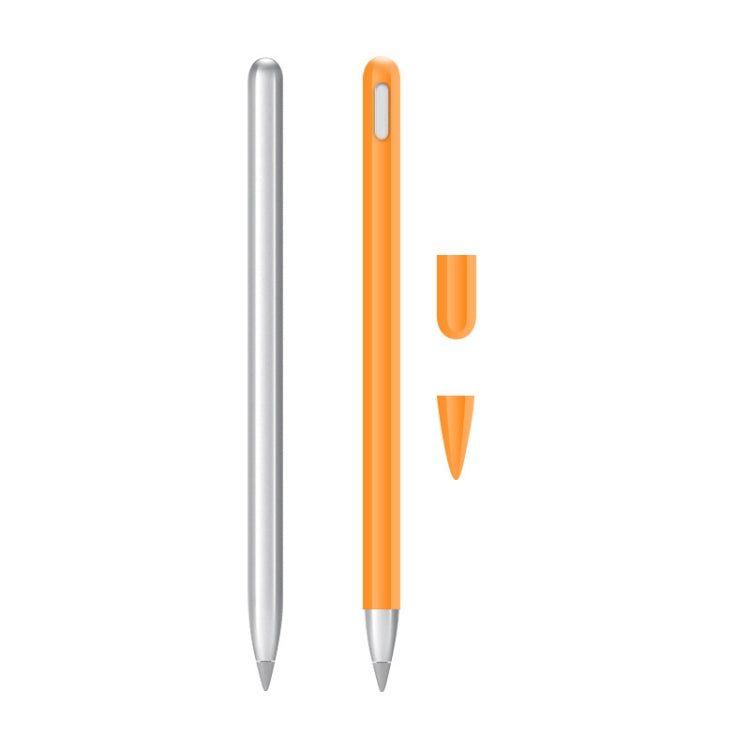 2 Sets 3 In 1 Stylus Silicone Protective Cover + Two-Color Pen Cap Set For Huawei M-Pencil(Orange) - Pencil Accessories by buy2fix | Online Shopping UK | buy2fix