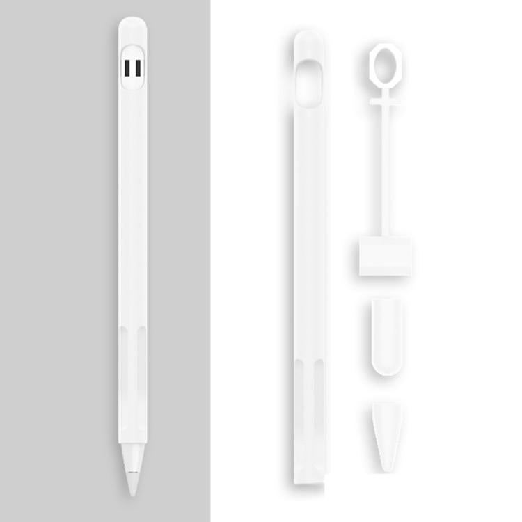 2 Sets 4 In 1 Stylus Silicone Protective Cover + Anti-Lost Rope Set For Apple Pencil 1(Jade White) by buy2fix