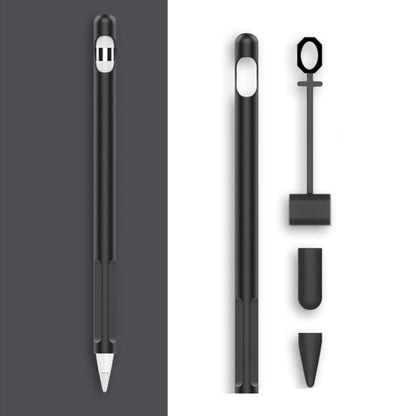 2 Sets 4 In 1 Stylus Silicone Protective Cover + Anti-Lost Rope Set For Apple Pencil 1(Ink Black) by buy2fix
