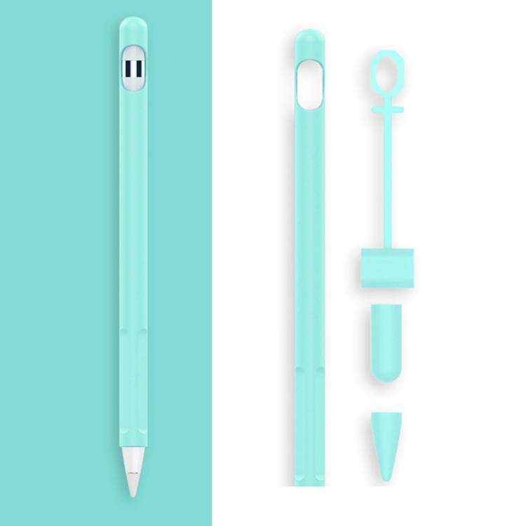 2 Sets 4 In 1 Stylus Silicone Protective Cover + Anti-Lost Rope Set For Apple Pencil 1(Mint Green) by buy2fix
