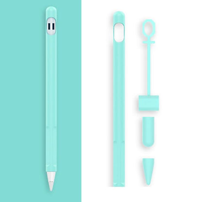 2 Sets 4 In 1 Stylus Silicone Protective Cover + Anti-Lost Rope Set For Apple Pencil 1(Mint Green) by buy2fix
