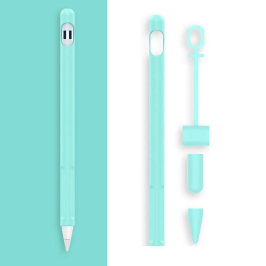 2 Sets 4 In 1 Stylus Silicone Protective Cover + Anti-Lost Rope Set For Apple Pencil 1(Mint Green) by buy2fix