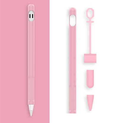 2 Sets 4 In 1 Stylus Silicone Protective Cover + Anti-Lost Rope Set For Apple Pencil 1(Fresh Pink) by buy2fix