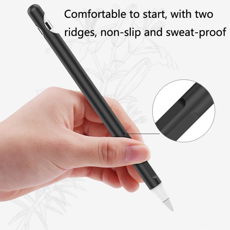 2 Sets 4 In 1 Stylus Silicone Protective Cover + Anti-Lost Rope Set For Apple Pencil 1(Ink Black) by buy2fix