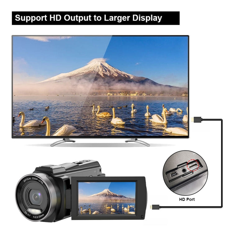 HDV265K 5K 30FPS 3.0-Inch HD Digital 3X Optical Zoom Outdoor Sports DV Camera US Plug(Black) - Video Cameras by buy2fix | Online Shopping UK | buy2fix