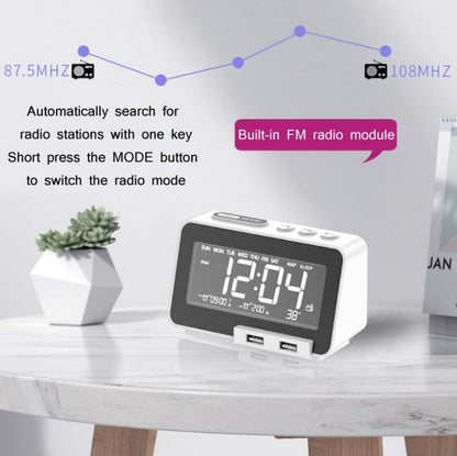 K5 Wireless Bluetooth Speaker Desktop Alarm Clock Radio, Specification: US Plug(White) - Desktop Speaker by buy2fix | Online Shopping UK | buy2fix