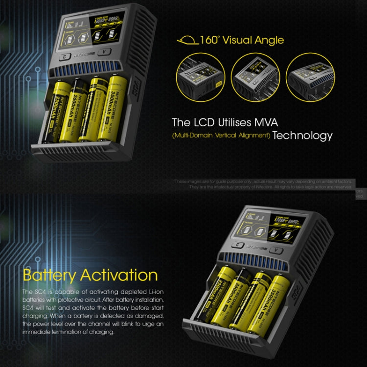 NITECORE 4-Slot Smart LCD Fast Charger, Model: SC4(UK Plug) - Charger & Converter by buy2fix | Online Shopping UK | buy2fix