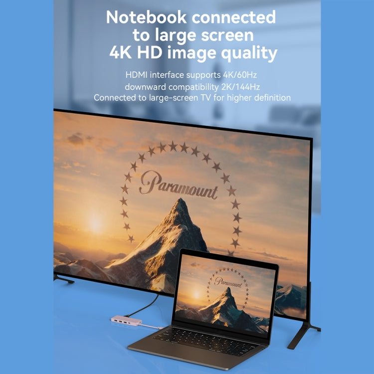 Blueendless 4K60Hz + Data Port Type-C Docking Station USB3.0 Splitter, Spec: 6-in-1 Gray by Blueendless