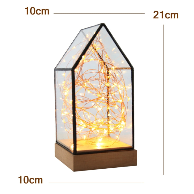 Fireworks Glass Lampshade Wooden Base 100 LEDs Night Light Birthday Christmas Gift, Spec: Remote+Wired Control(Firefly House) - Night Lights by buy2fix | Online Shopping UK | buy2fix