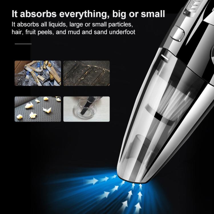 Wet And Dry Handheld High-Power Portable Car Vacuum Cleaner R-6052C Vacuum Cleaner with USB Cable (Black) by buy2fix