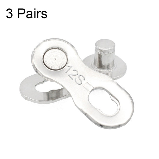 3 Pairs 12 Speed (Silver) ZH405 Mountain Road Bicycle Chain Magic Buckle Chain Quick Release Buckle