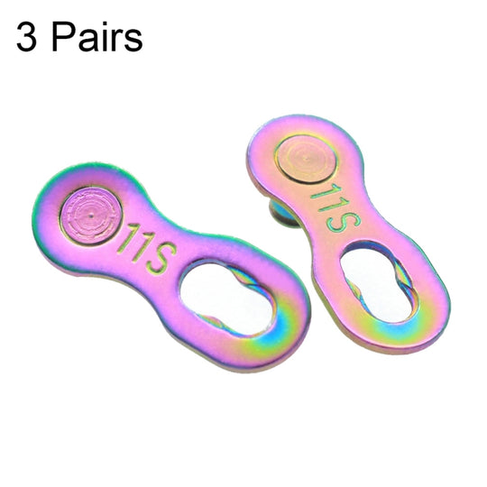 3 Pairs 11 Speed (Colorful) ZH405 Mountain Road Bicycle Chain Magic Buckle Chain Quick Release Buckle
