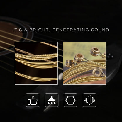 1 Set Folk Guitar Brass Strings Acoustic Guitar Set Strings 1-6(Yellow Packing 011) - String Instrument Accessories by buy2fix | Online Shopping UK | buy2fix