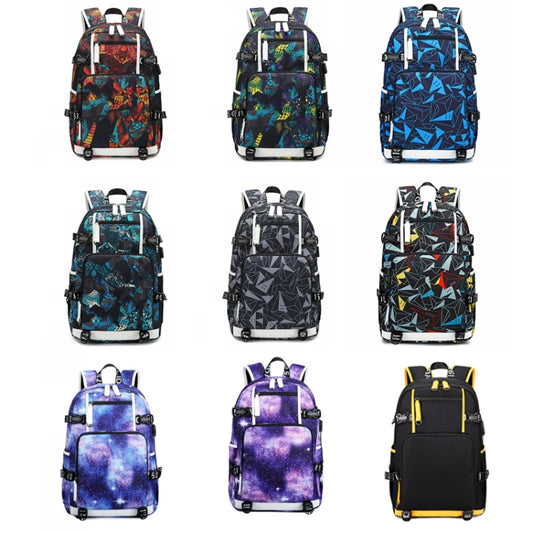 6101-4 Thermal Transfer Casual Backpack Simple Student Schoolbag(Triangular Blue) by buy2fix