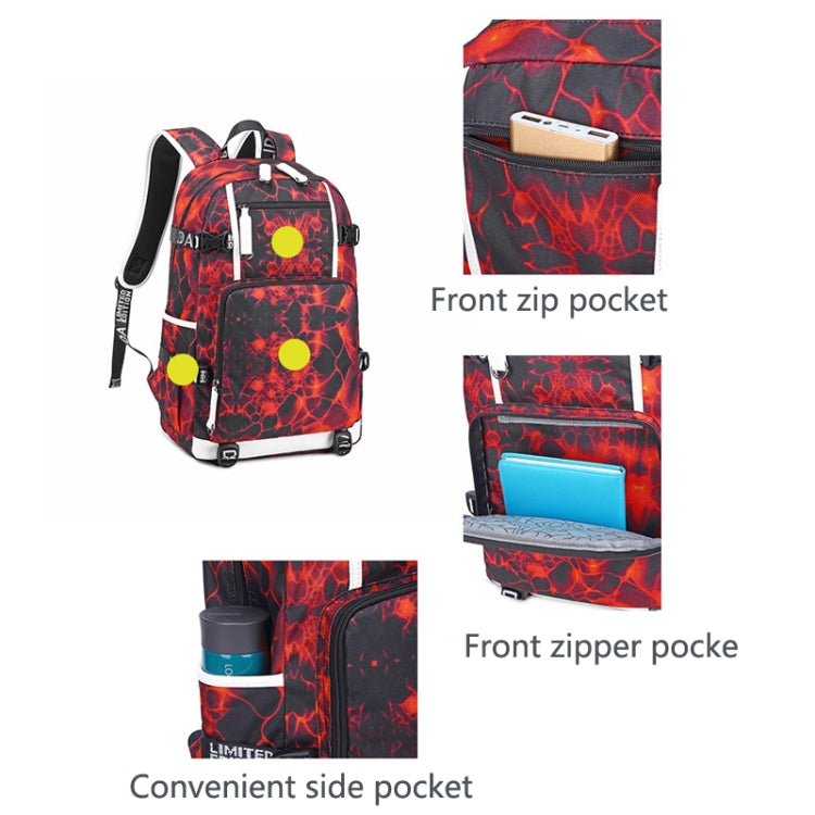 6101-5 Printed Backpack Large Capacity Computer Backpack Waterproof Student School Bag(Geometric Red) - Double-shoulder Bags by buy2fix | Online Shopping UK | buy2fix