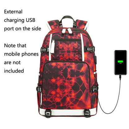 6101-5 Printed Backpack Large Capacity Computer Backpack Waterproof Student School Bag(Geometric Red) - Double-shoulder Bags by buy2fix | Online Shopping UK | buy2fix