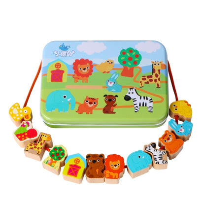 Wooden Toys Baby DIY Toy Cartoon Fruit Animal Stringing Threading Wooden Beads Toy(Sea Animal) - Early Education Toys by buy2fix | Online Shopping UK | buy2fix