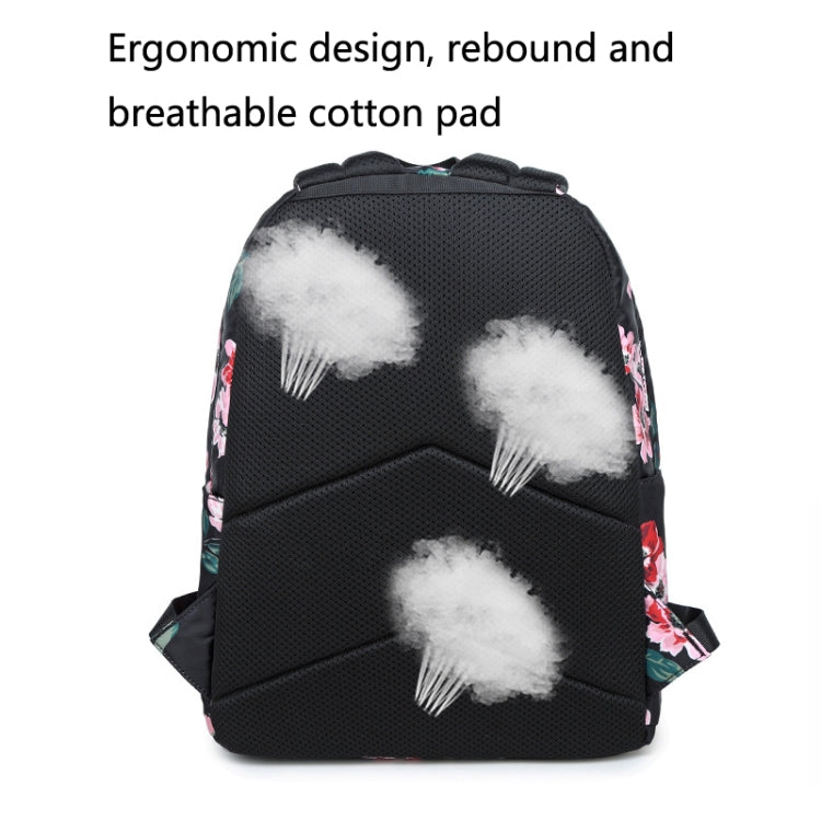 1916-1 3 PCS / Set Printed USB Backpack Student School Bag(Green) - Double-shoulder Bags by buy2fix | Online Shopping UK | buy2fix