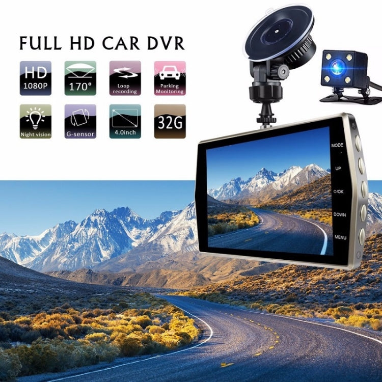 4-Inch HD 1080P Dual-Lens Night Vision Front And Rear Video Driving Recorder(Metal Shell) by buy2fix