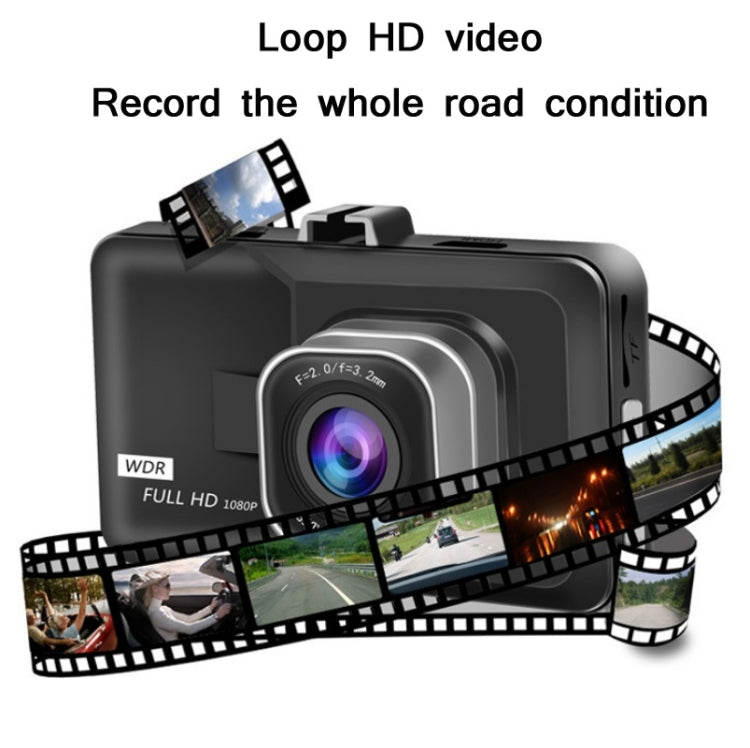 3.0 Inch HD 1080P Wide-Angle Driving Recorder With Reversing Image Specification： Normal Definition Single Record（Black） by buy2fix