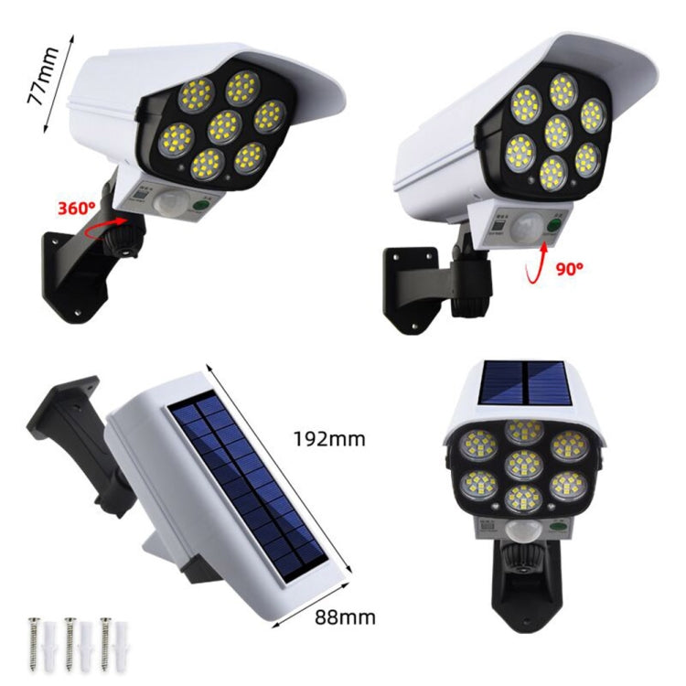 Solar Sensor LED Wall Light Simulation Surveillance Camera Glare Anti-Thief Street Lamp, Style: Remote Control (77LED) - Solar Lights by buy2fix | Online Shopping UK | buy2fix