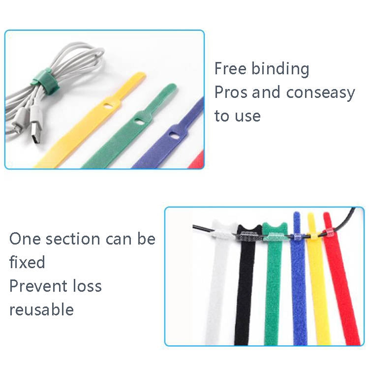 60 PCS T-Shaped Cable Organizer Belt Nylon Winder Buckle, Length: 30cm(Color Random Delivery) by buy2fix