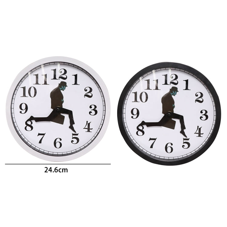 Walking Clock Businessman Briefcase Glass Wall Clock Personality Clock Decoration Round Clock(White) by buy2fix