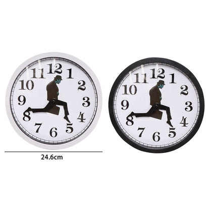 Walking Clock Businessman Briefcase Glass Wall Clock Personality Clock Decoration Round Clock(White) by buy2fix
