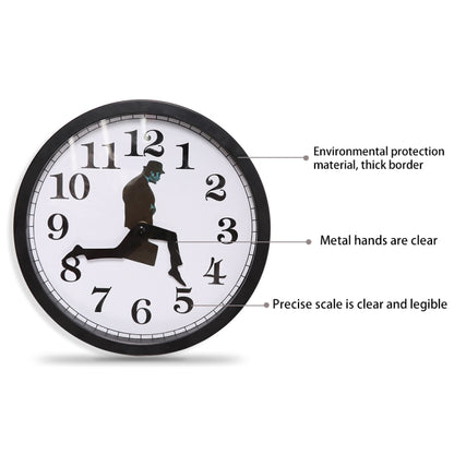 Walking Clock Businessman Briefcase Glass Wall Clock Personality Clock Decoration Round Clock(White) by buy2fix