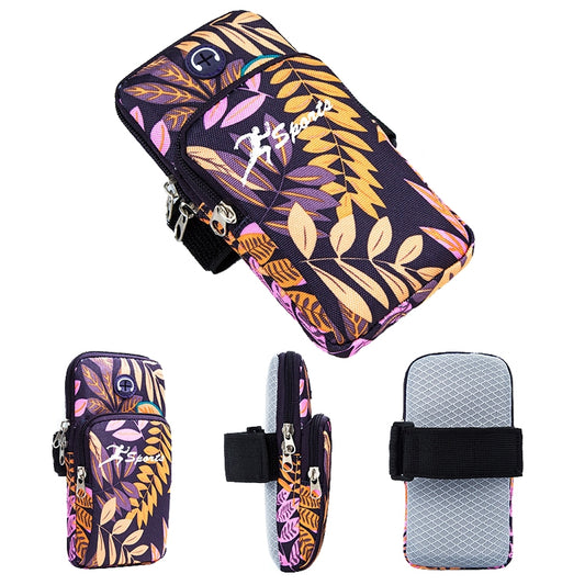 2 PCS B026 Running Mobile Phone Arm Bag Sports Yoga Mobile Phone Bag, Specification： Large (Leaves Orange) - 5.5~6.5 inch by buy2fix | Online Shopping UK | buy2fix