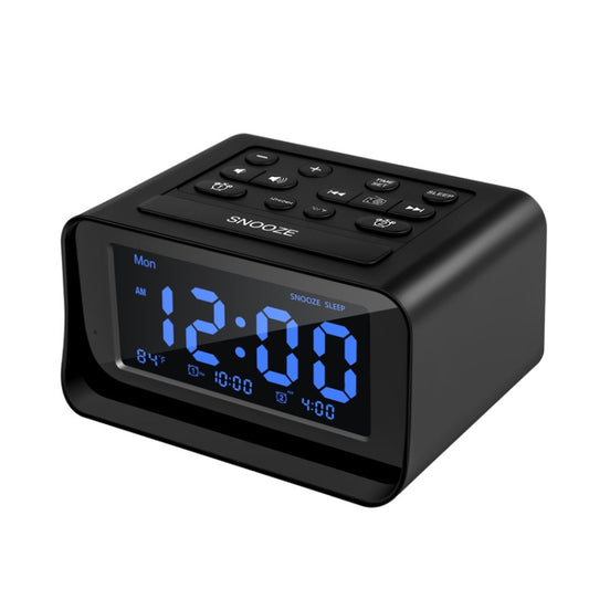 LED Digital Bedroom Alarm Clock With USB Charging Port Clock Radio Temperature Electronic Platform Clock, Specification: US Plug(Black) by buy2fix