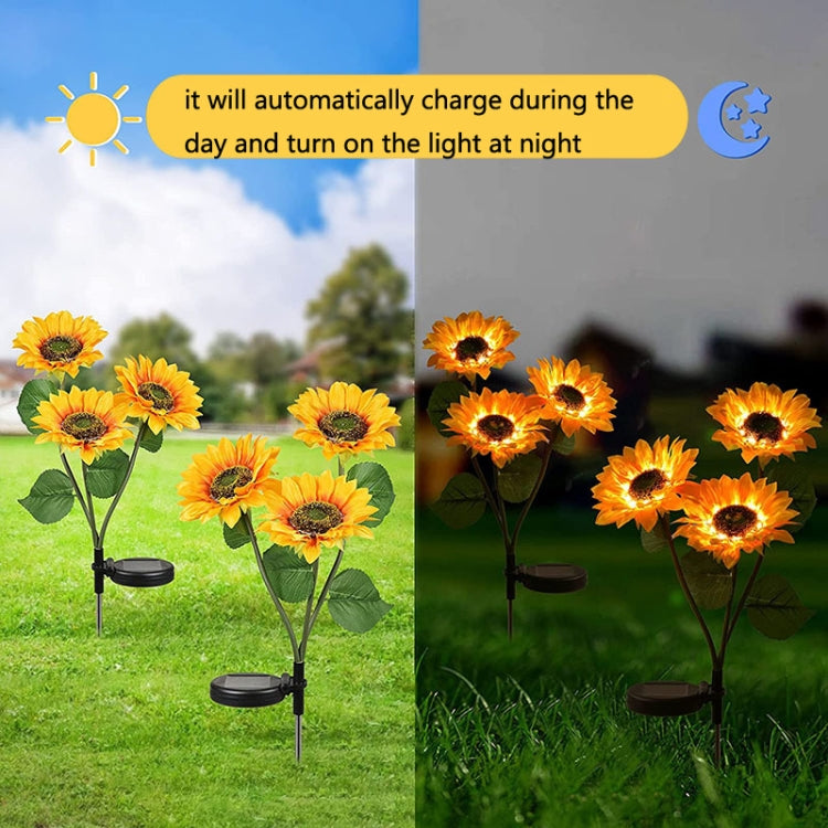 Solar Sunflower Decoration Light LED Garden Lawn Landscape Light, Specification: Three Heads - Solar Lights by buy2fix | Online Shopping UK | buy2fix