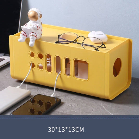 XM009 Plastic Plug-In Electric Wire Storage Box Power Board Wire Clip Box Charger Storage Finishing Box(Yellow) by buy2fix