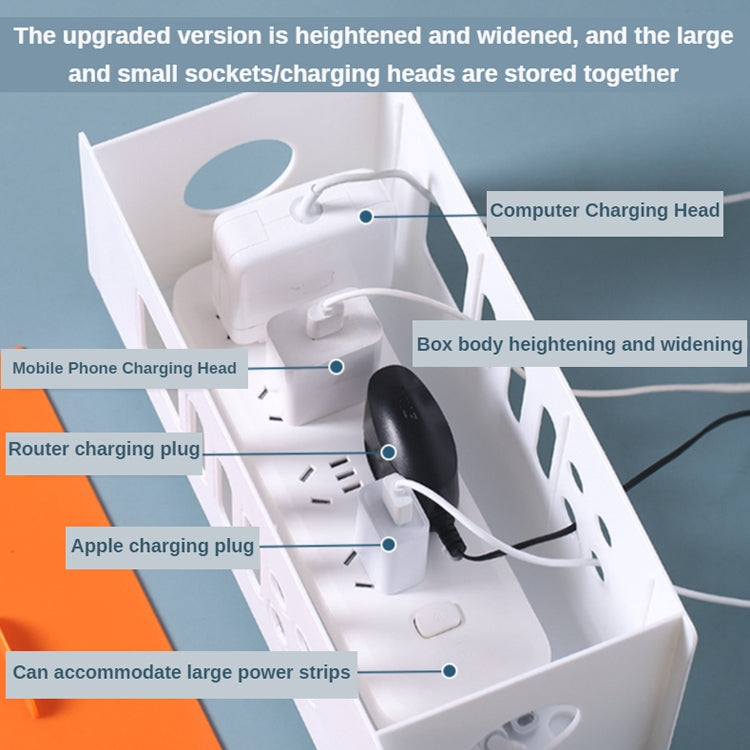 XM009 Plastic Plug-In Electric Wire Storage Box Power Board Wire Clip Box Charger Storage Finishing Box(White+Yellow Cover) - Storage Boxes by buy2fix | Online Shopping UK | buy2fix