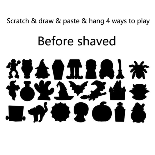 24 PCS / Set GG-24 Children Colorful Halloween Scratch Painting Set DIY Funny Ornaments Holiday Scratch Painting Paper by buy2fix