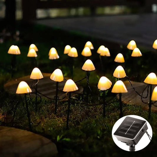 3.8m 10 LEDs Solar Mushroom Lawn Light Outdoor Waterproof Garden Villa Landscape Decorative String Lights(Warm White Light) by buy2fix