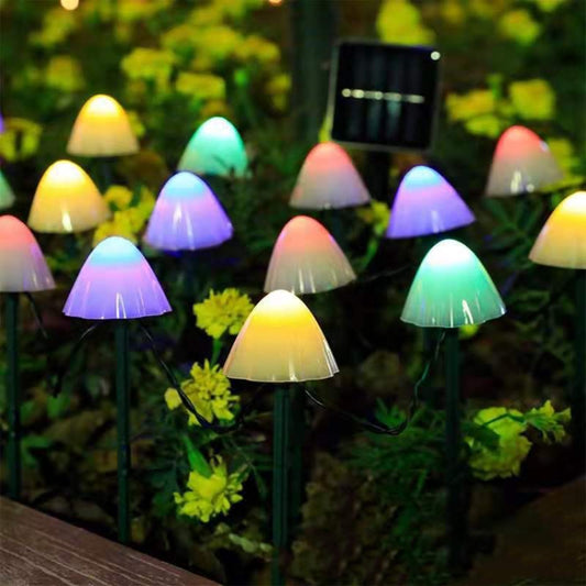 5m 20 LEDs Solar Mushroom Lawn Light Outdoor Waterproof Garden Villa Landscape Decorative String Lights(Colorful Light) by buy2fix