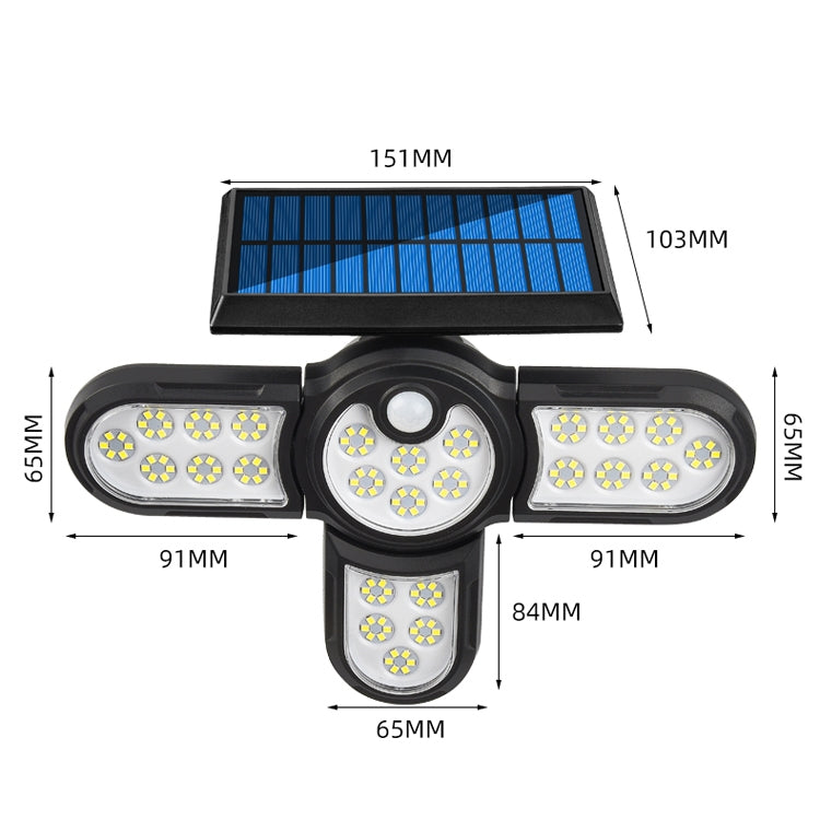 Garden Solar Wall Light Outdoor Waterproof Lawn Light Landscape Corridor Small Street Light, Spec: 4-Head 150 LED - Solar Lights by buy2fix | Online Shopping UK | buy2fix